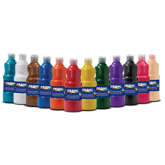 Prang® Tempera Assorted Color Paints, 16oz Bottles, 12 Pack